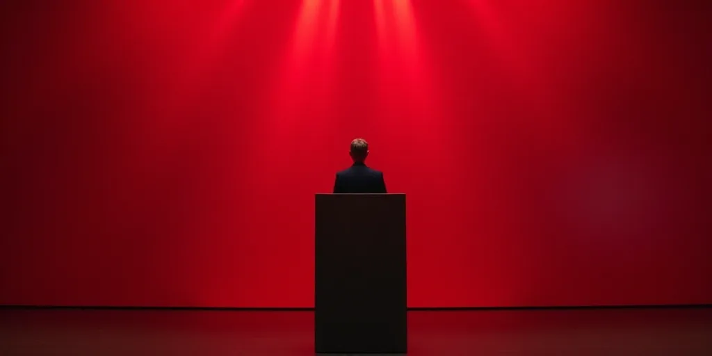 a man standing at a podium giving a speech at a global gateway event in front of a red backdrop, Bol