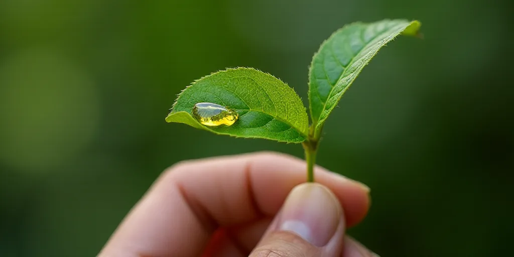 a person holding a leaf with a piece of a leaf on it's end and a piece of a leaf with a piece of a l