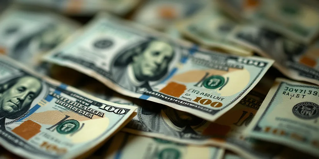 a pile of money with a man's face on it and a pile of other money on the ground, Federico Uribe, mac