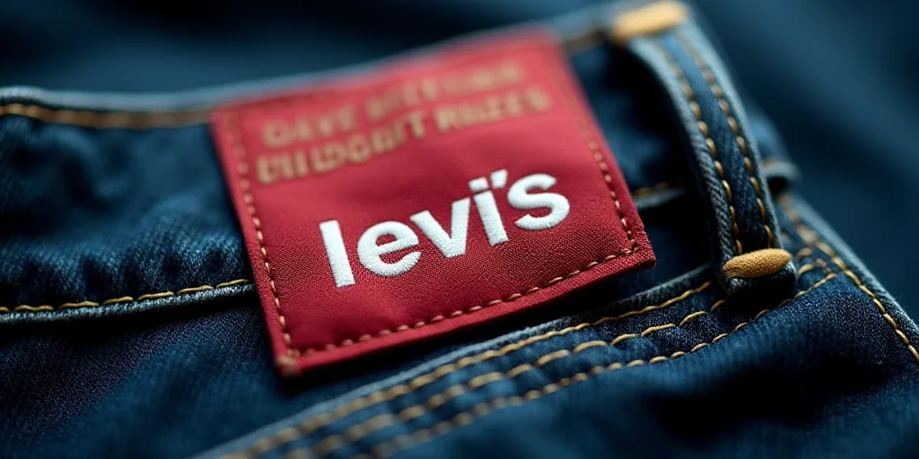 a red label on a pair of jeans that says levi levi on it's side and the word levi on the back of the