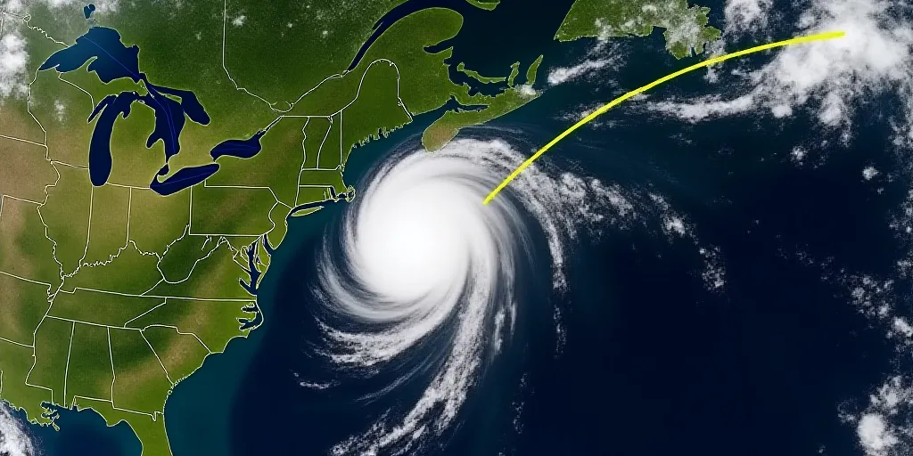 a satellite image of a hurricane in the atlantic states of new york and new jersey, with a yellow li