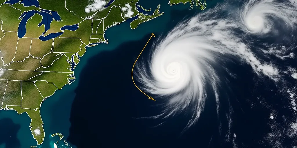 a satellite image of a hurricane in the atlantic states of new york and new jersey, with a yellow li