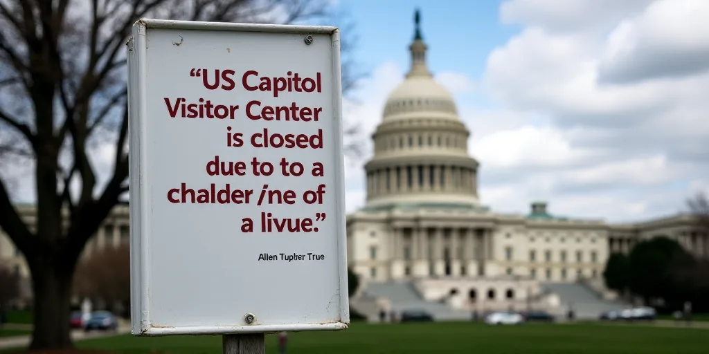 a sign in front of the capitol building in washington d c, with a quote on it that reads the us capi