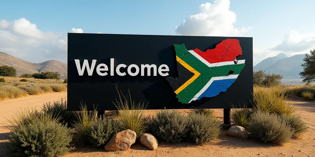 a welcome sign for the south africa country of africa with a colorful flower design on it's black si
