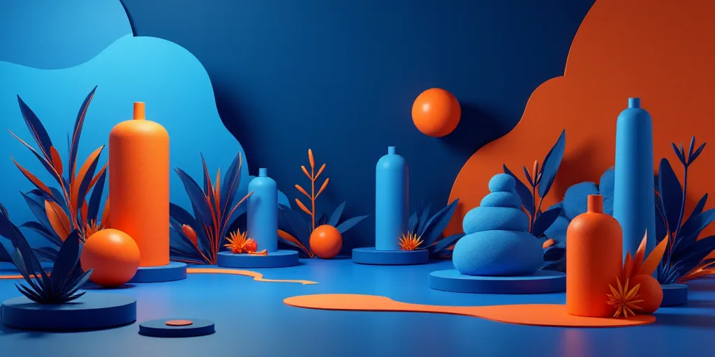 a blue and orange advertisement for a tea company with a stylized design of a stylized figure and a