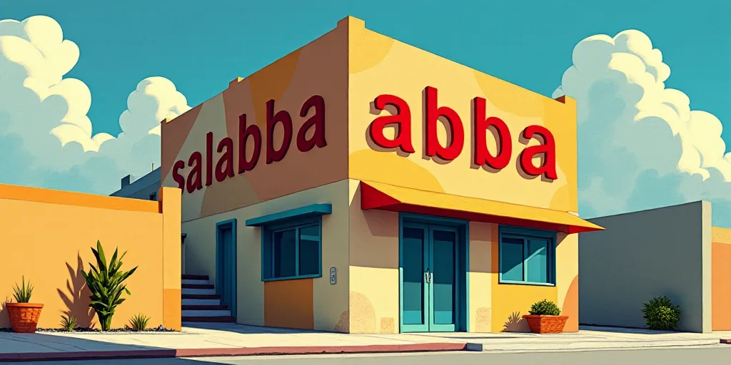 a building with a sign that says salabba on it's side and a sky background behind it, Carles Delclau