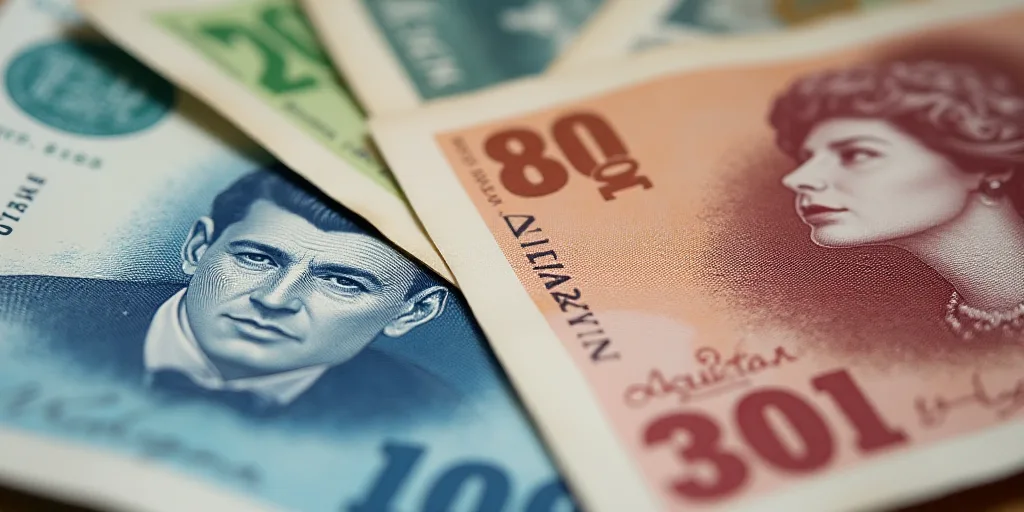 a bunch of different bills with a man on one of them and a woman on the other side of the bill, Aqui