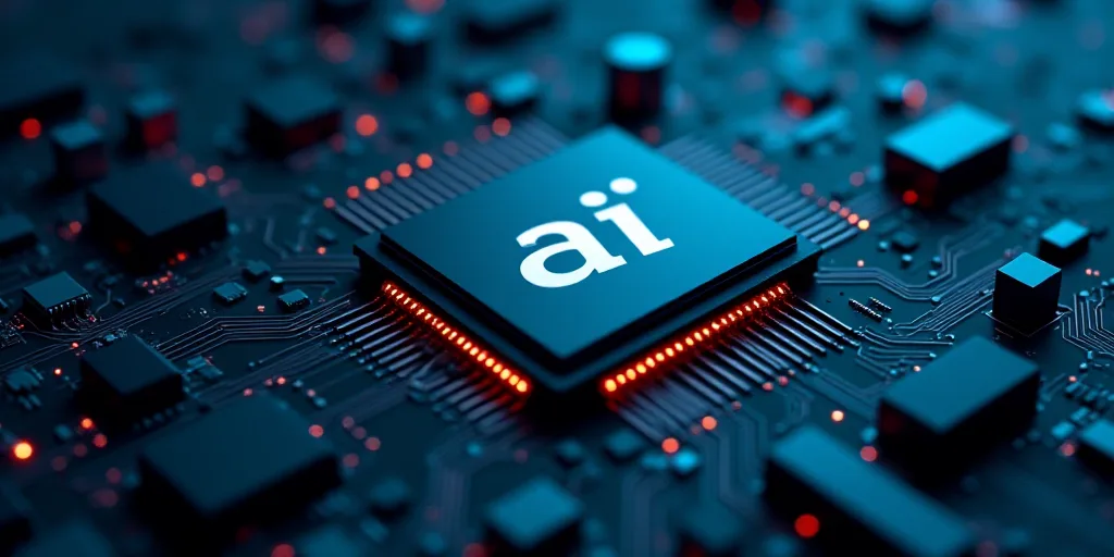 a computer chip with the word ai on it surrounded by icons of other electronic devices and symbols o