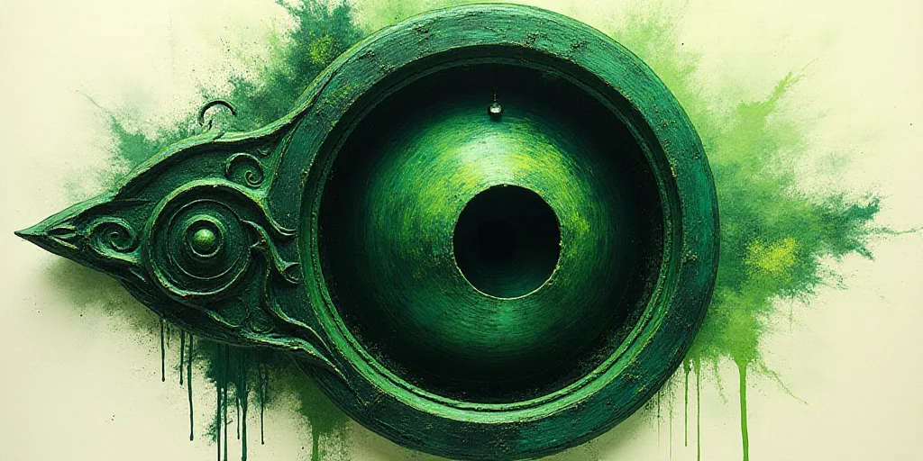 a green and black logo with the words vulcan elements on it's side and a circular logo on the bottom