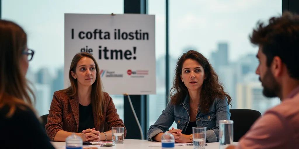 a group of people sitting at a table with a sign behind them that says consultta regional del timec,