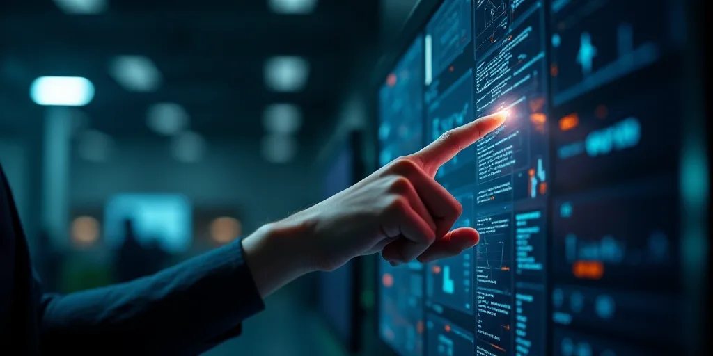 a hand pointing at a computer screen with a glowing image of a hand pointing at a computer screen wi