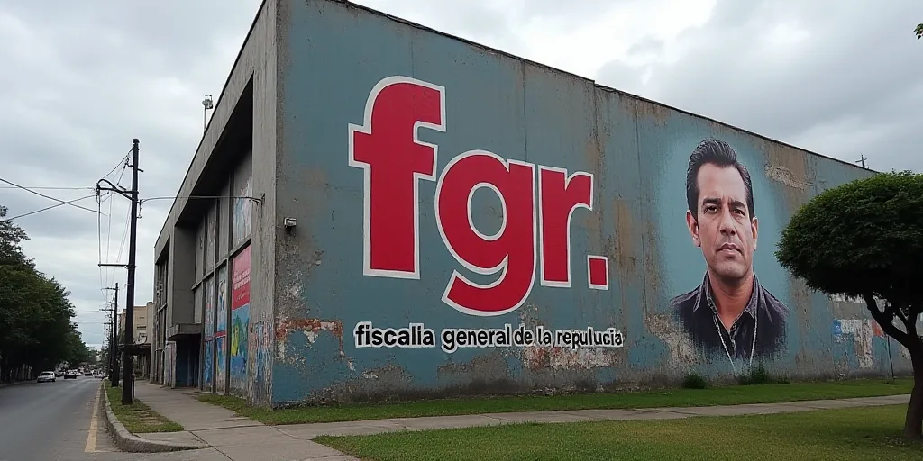 a large sign on the side of a building that says fgr fiscalia general de la republucia, Federico Uri