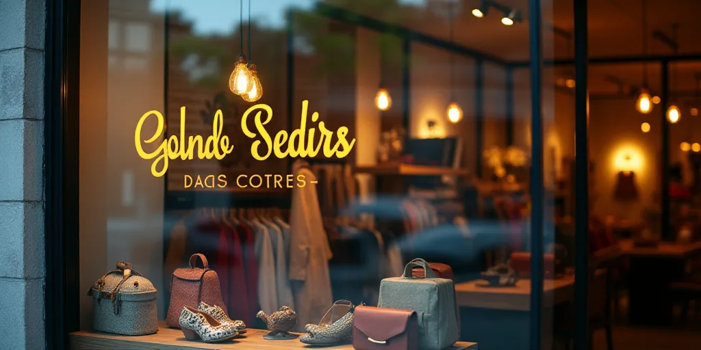 a logo for a company that sells accessories and accessories for sale in the store's storefront windo
