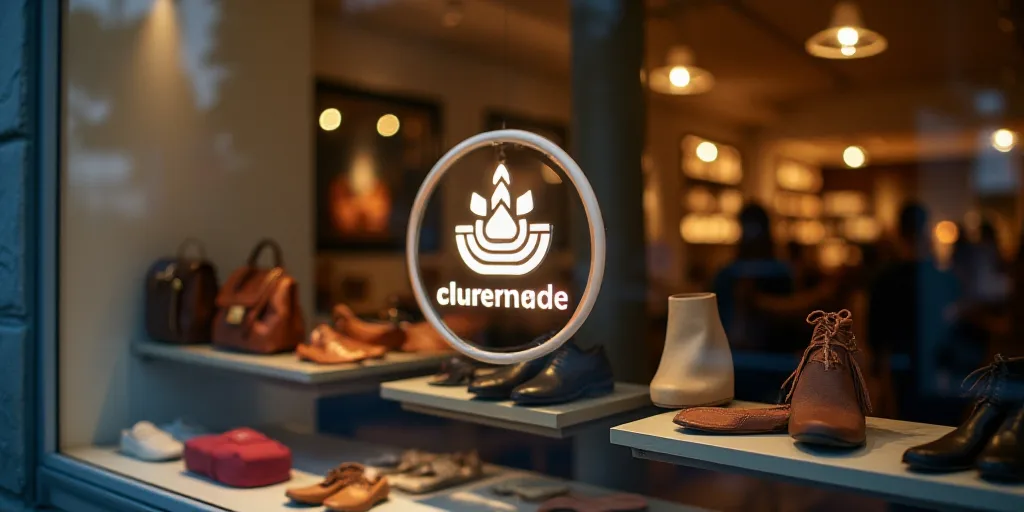 a logo for a company that sells accessories and accessories for sale in the store's storefront windo