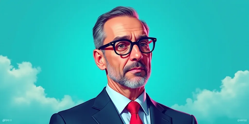 a man in a suit and glasses with a blue background and a quote from the author, fausto prettiin mund
