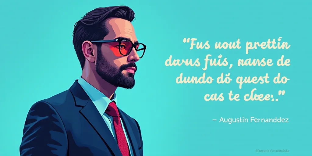 a man in a suit and glasses with a blue background and a quote from the author, fausto prettiin mund