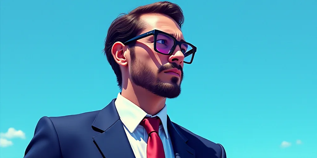 a man in a suit and glasses with a blue background and a quote from the author, fausto prettiin mund
