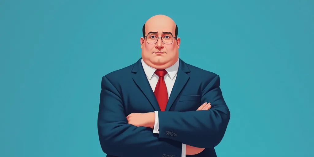 a man in a suit and tie with his arms crossed and his arms crossed, with a blue background, Fernando