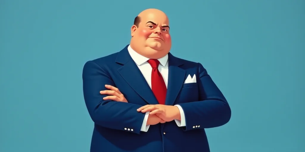 a man in a suit and tie with his arms crossed and his arms crossed, with a blue background, Fernando