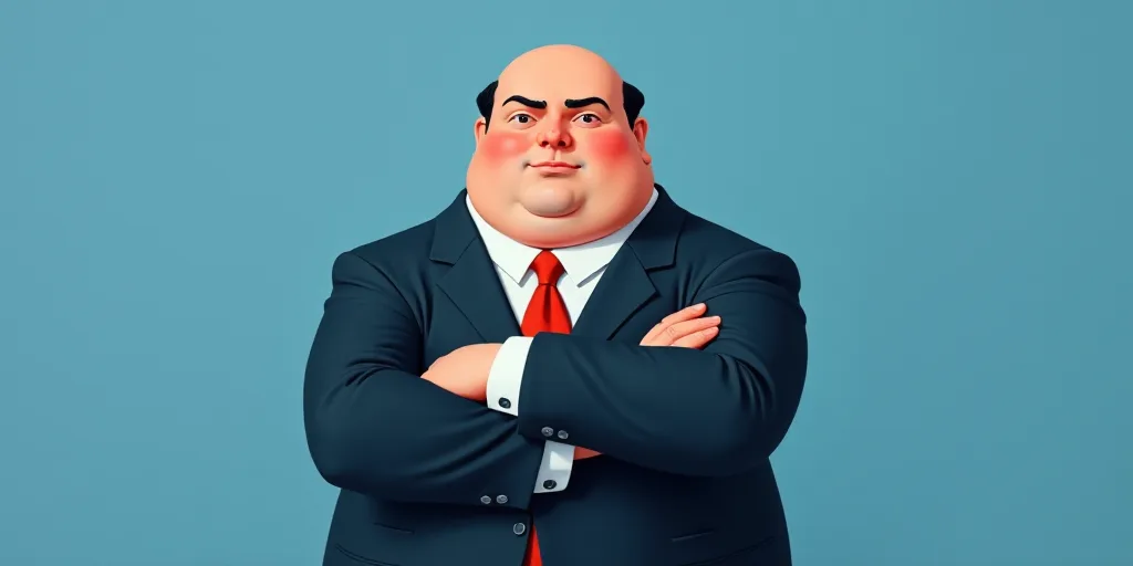 a man in a suit and tie with his arms crossed and his arms crossed, with a blue background, Fernando