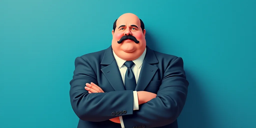 a man in a suit and tie with his arms crossed and his arms crossed, with a blue background, Fernando