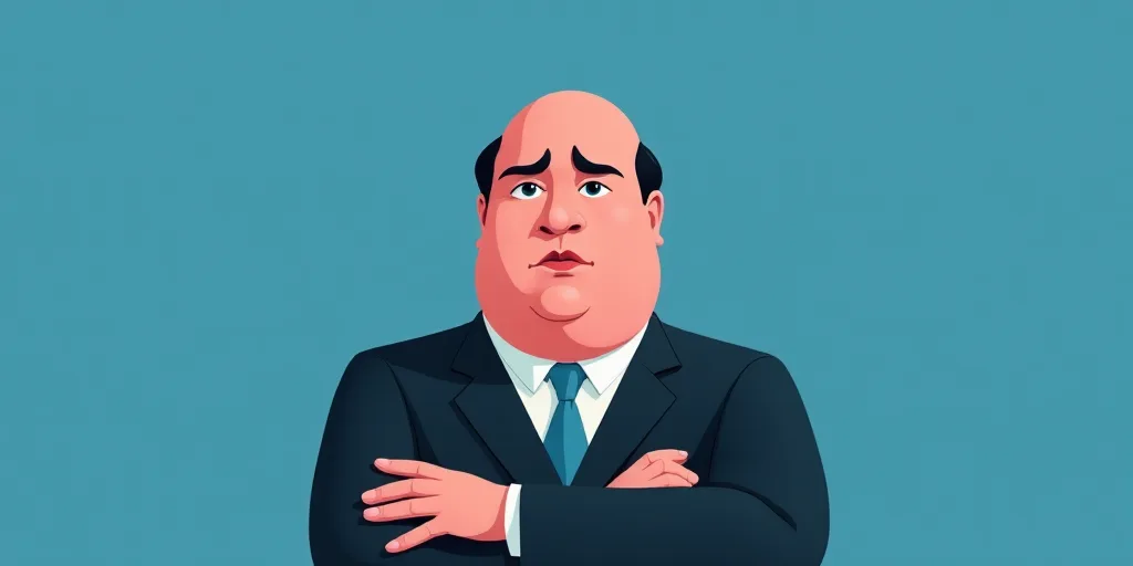 a man in a suit and tie with his arms crossed and his arms crossed, with a blue background, Fernando
