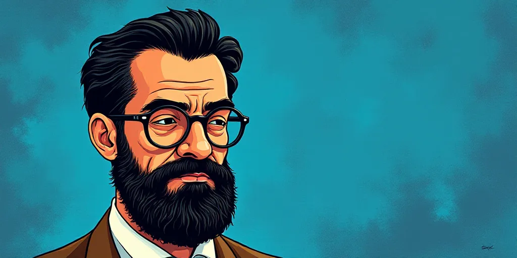 a man with a beard and glasses standing in front of a blue background with the words, el pasonista,