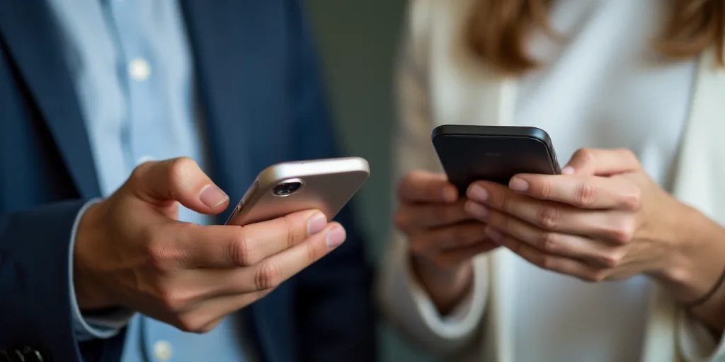 a person holding a cell phone and a laptop computer in their hands, both of them are both holding th