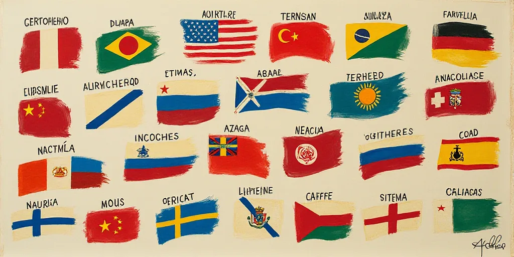 a poster with a number of different languages on it and a description of the names of the countries