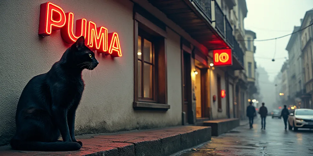 a sign that says puma on the side of a building with a cat on it's side, Avgust Černigoj, imax, a d