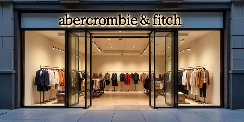 a store front with a large glass door and a sign that says abercrombie & fitch, Christian Hilfgott B