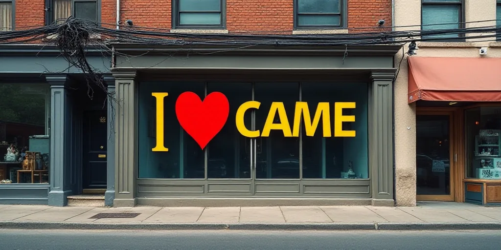 a store front with a large window and a sign on the front of it that says, i love came, Carlos Catas
