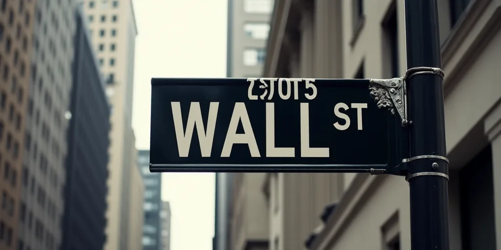 a street sign that is on the side of a building that says wall street and new york stock exchange, A