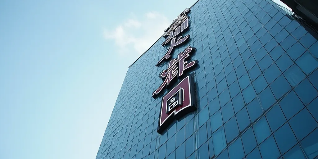 a tall building with a sign on the side of it that says, the company is in the city, Cao Zhibai, sha