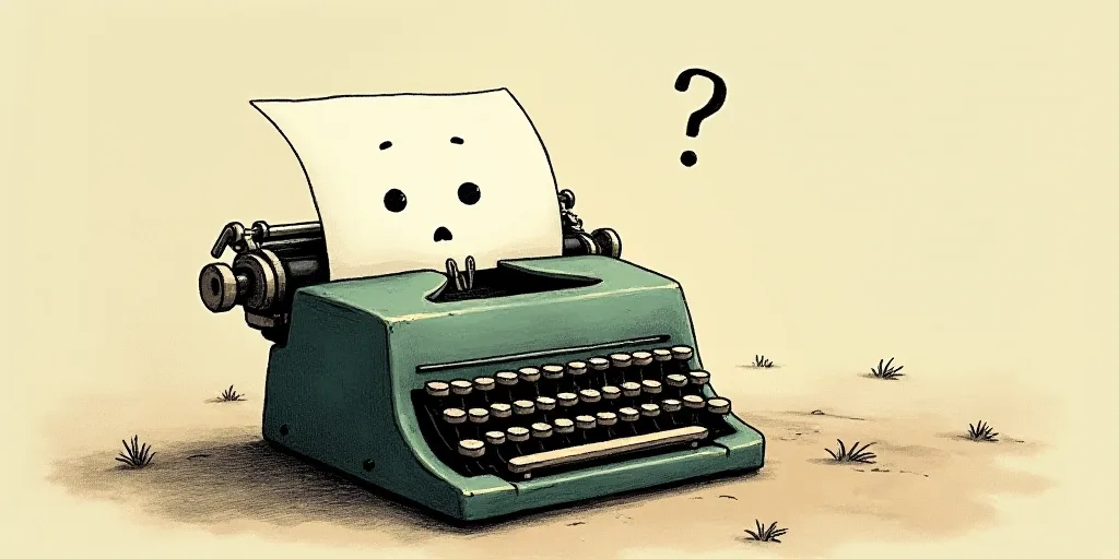 a typewriter with a face drawn on it and a caption for the words opinion and a question, Edward Otho