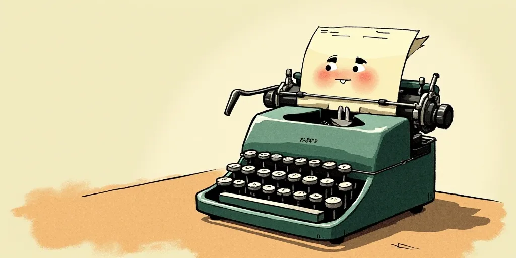 a typewriter with a face drawn on it and a caption for the words opinion and a question, Edward Otho