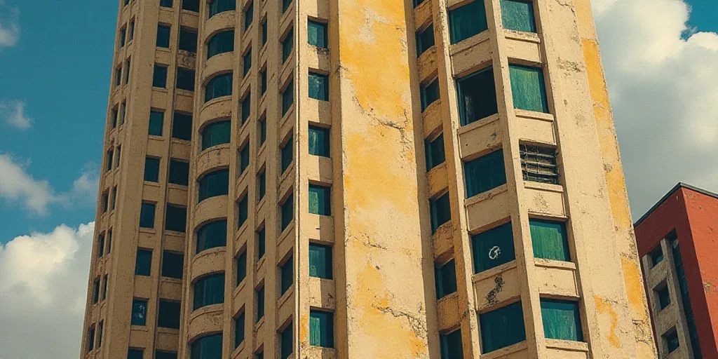 a very tall building with a lot of windows on it's side and a clock on the side of it, David Alfaro
