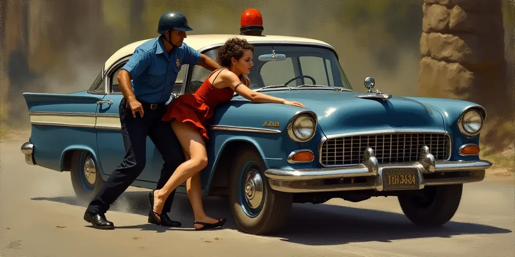a woman is being dragged away from a police car by a cop officer in a blue shirt and helmet, Elbridg