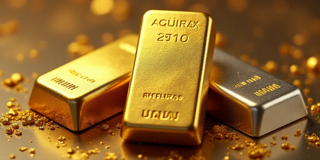 three gold bars are shown in this picture, one is gold and the other is silver, and the other is gol