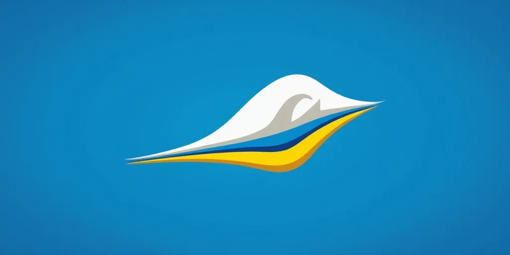 a blue background with a white and yellow logo and a blue background with a white and yellow logo an
