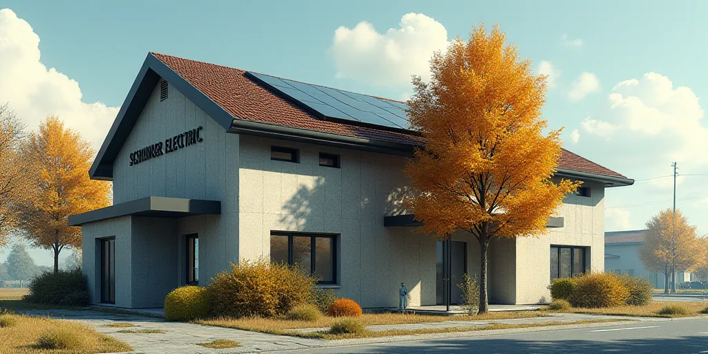 a building with a sign that says schneiger electric on it's side and a tree in front of it, Adolf Sc