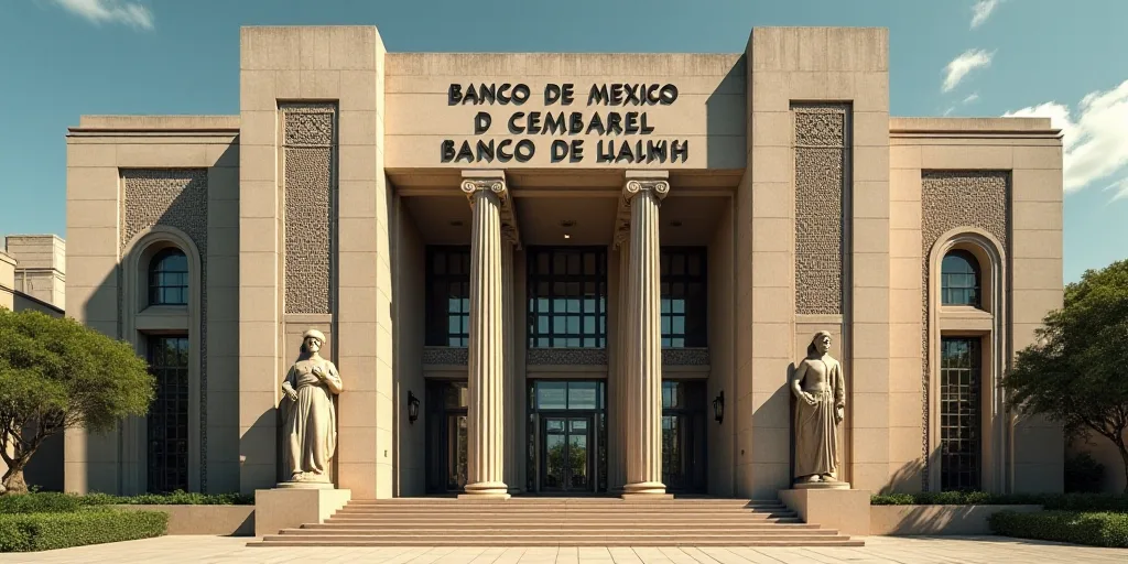 a building with statues of people on the front of it and a sign that says banco de mexico, Carlos Fr