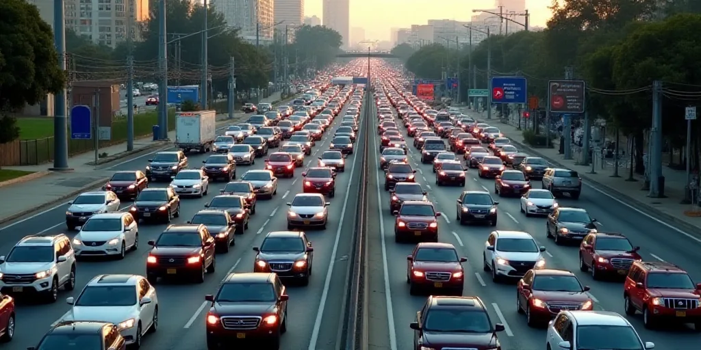 a bunch of traffic is backed up on a highway in the city of los angeles, california, usa, Ceferí Ol