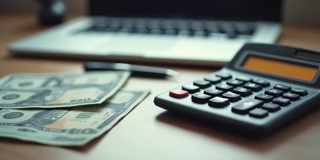 a calculator, money, and calculator on a table with a calculator and a calculator, Aquirax Uno, macr