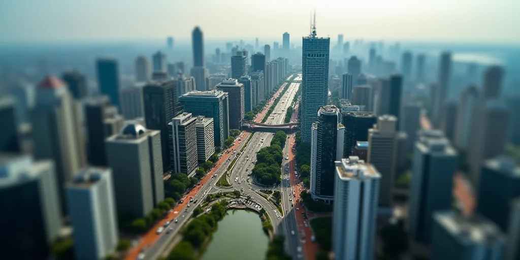 a city with a lot of tall buildings and a lot of traffic on it's sides and a lot of buildings on the