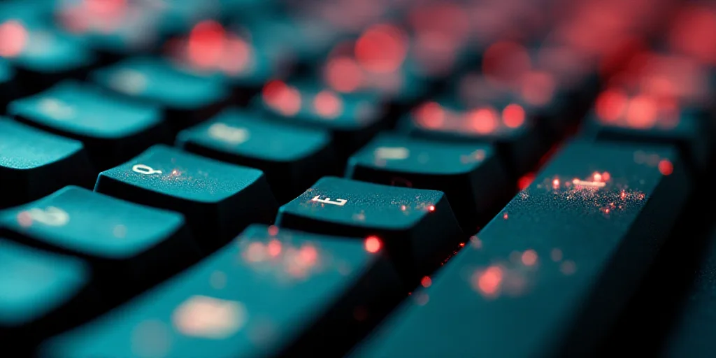 a close up of a computer keyboard with blurry images of it's keys and buttons on it, Enguerrand Quar