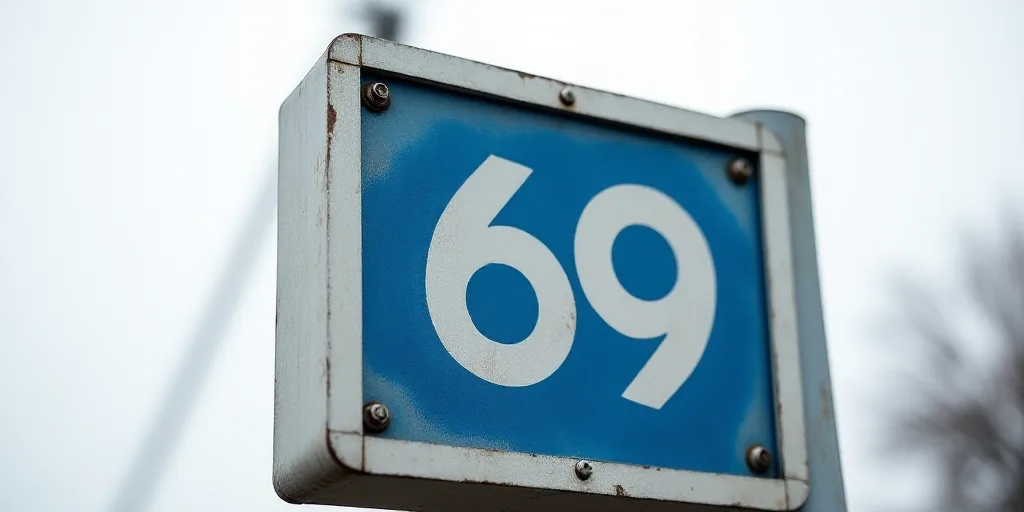 a close up of a metal sign with a blue logo on it's side and a white background, Arthur Merric Boyd,