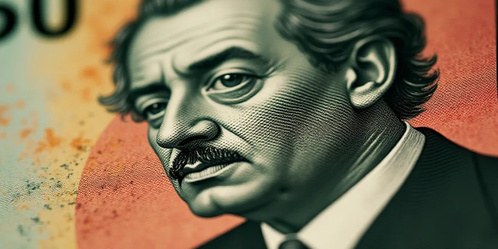 a close up of a mexican currency bill with a man in a suit and tie on it's face, David Alfaro Siquei