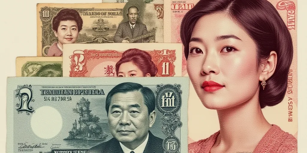 a collage of different bills with a man's face on top of them and a woman's face on the bottom, An Z