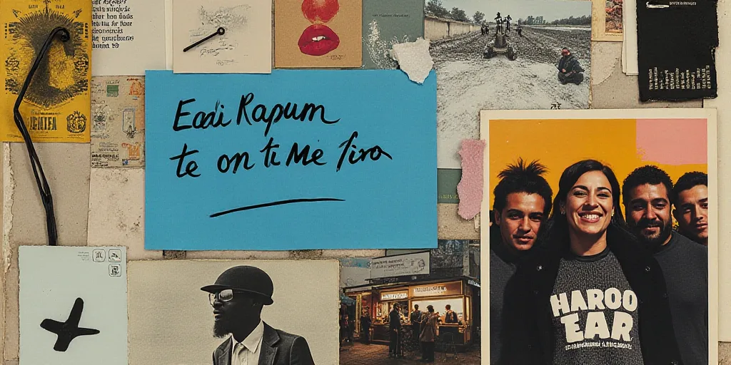 a collage of photos with a clock and a blue paper with a word on it and a group of people, Edi Rama,